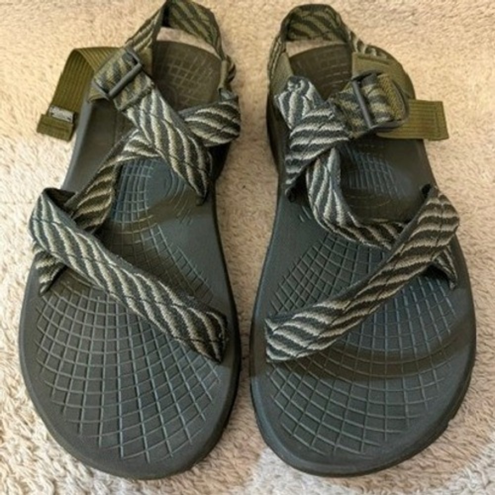 Chaco Z/Cloud Mens Hiking Sandals Shoes Olive Green Grey Chevron J105505 Size 12